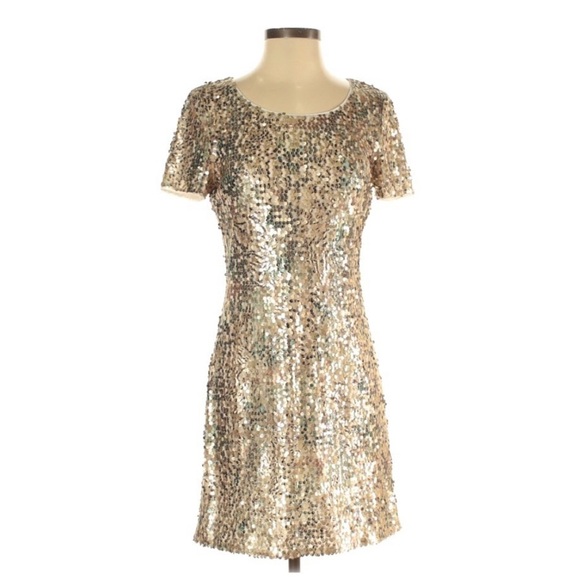 0359 Rachel Zoe sequin gold/green dress sz 4 - Picture 1 of 6